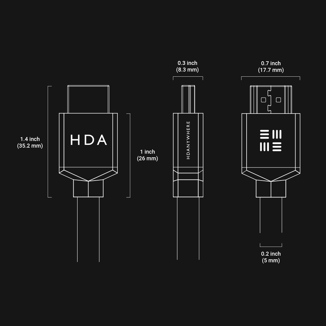 SlimeWire MAX 4K HDMI cable measurements