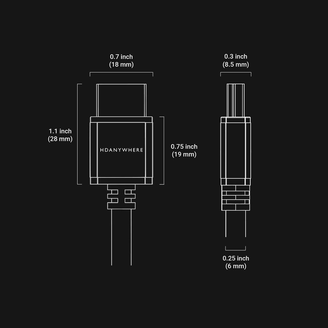 SlimeWire MAX 4K HDMI cable measurements