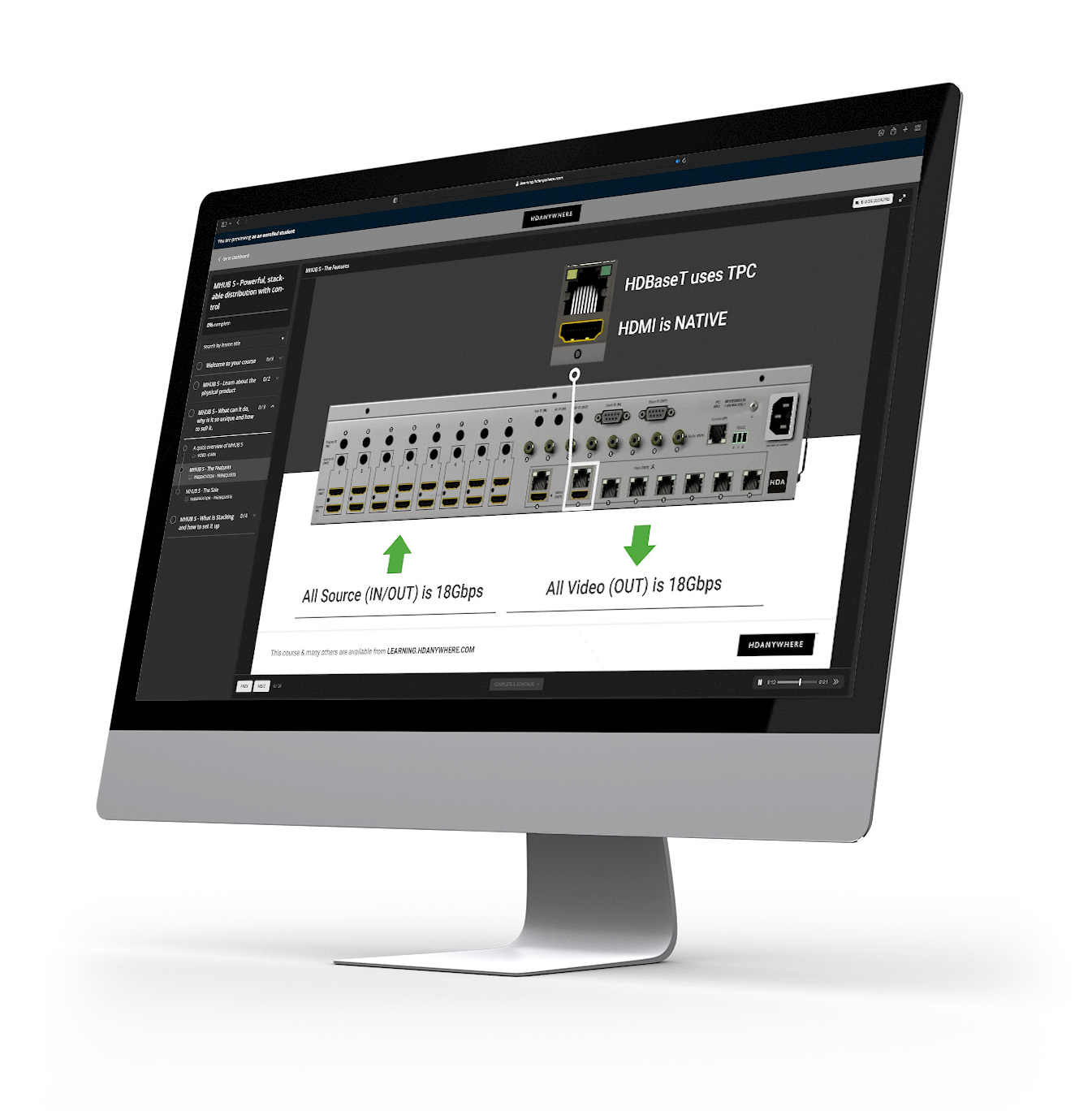 Training course from HDANYWHERE on a computer screen